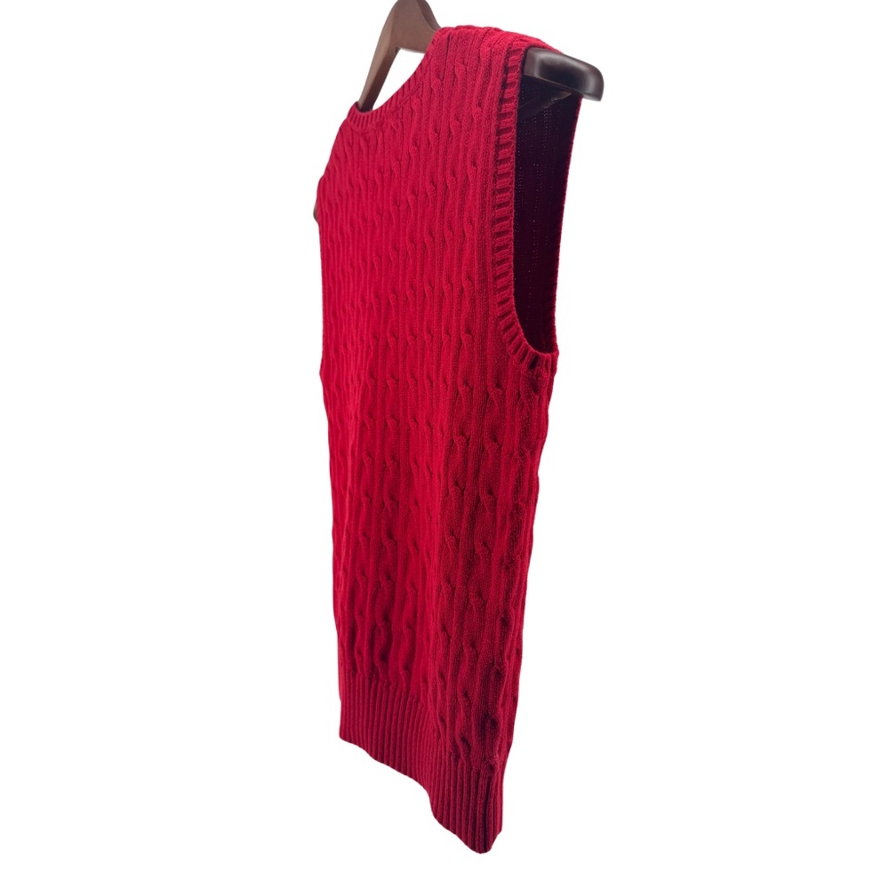 Polo Ralph Lauren Red Cable Knit Sweater Vest 100% Cotton V-Neck - Picture 4 of 7